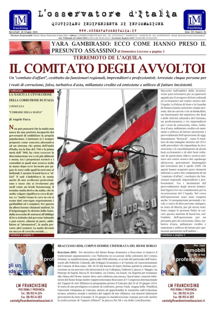 L'osservatore d'Italia edizione del 18 Giugno 2014